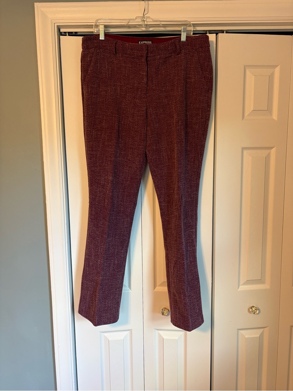 Express Women's Burgundy Textured Dress Trousers
